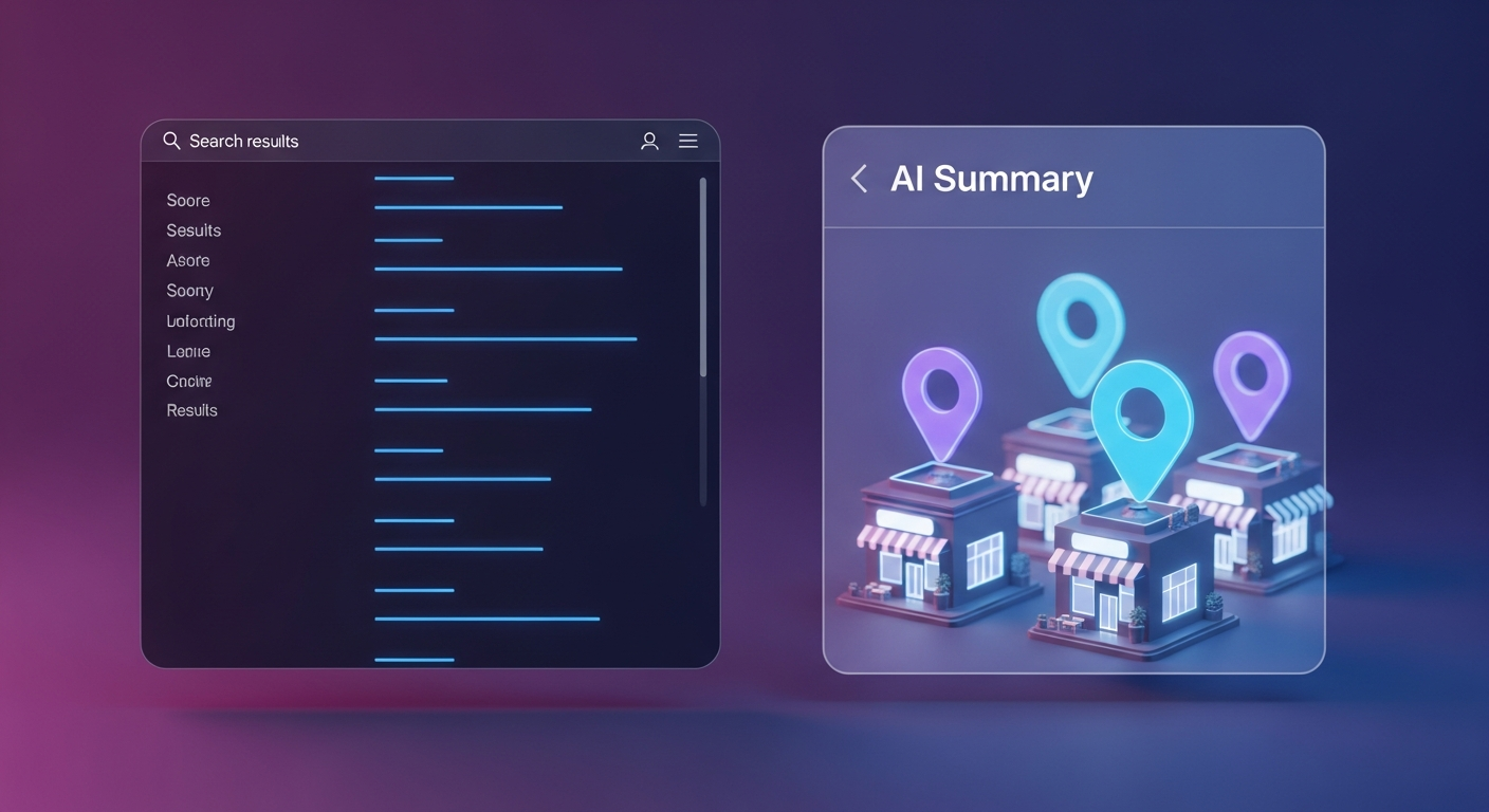 Vergleich klassische Google-Suche vs. AI Overview mit lokalen Ergebnissen