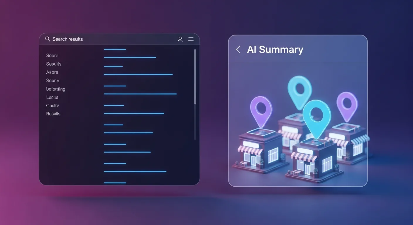 Vergleich klassische Google-Suche vs. AI Overview mit lokalen Ergebnissen